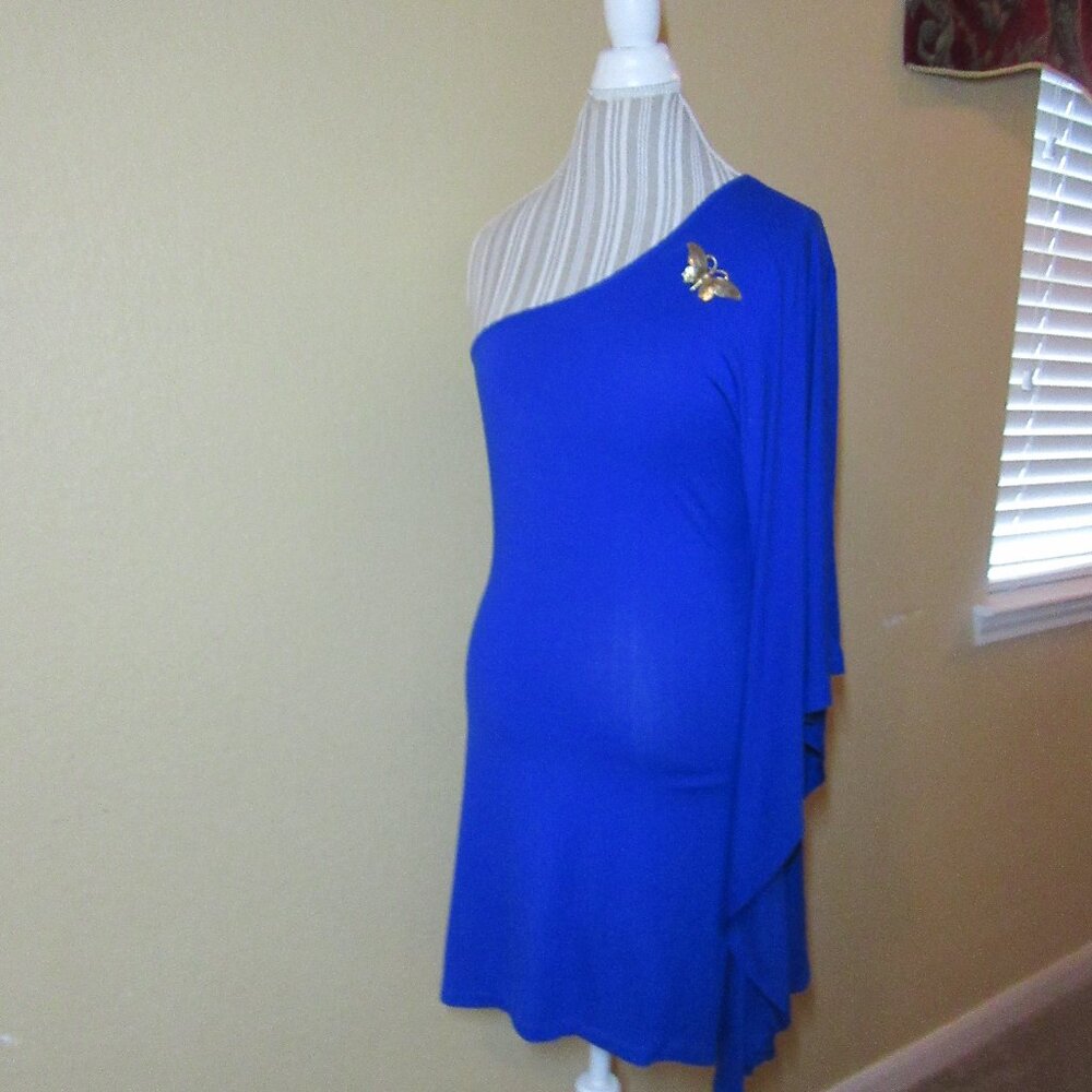 Express One Shoulder Dress blue